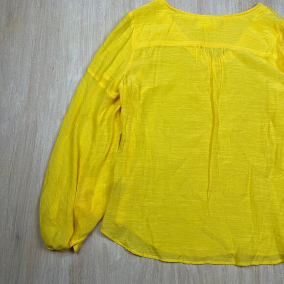 Anthropologie Maeve Verona Yellow Tie Sleeve V-Neck Boho Hippie Blouse Small - Picture 10 of 13